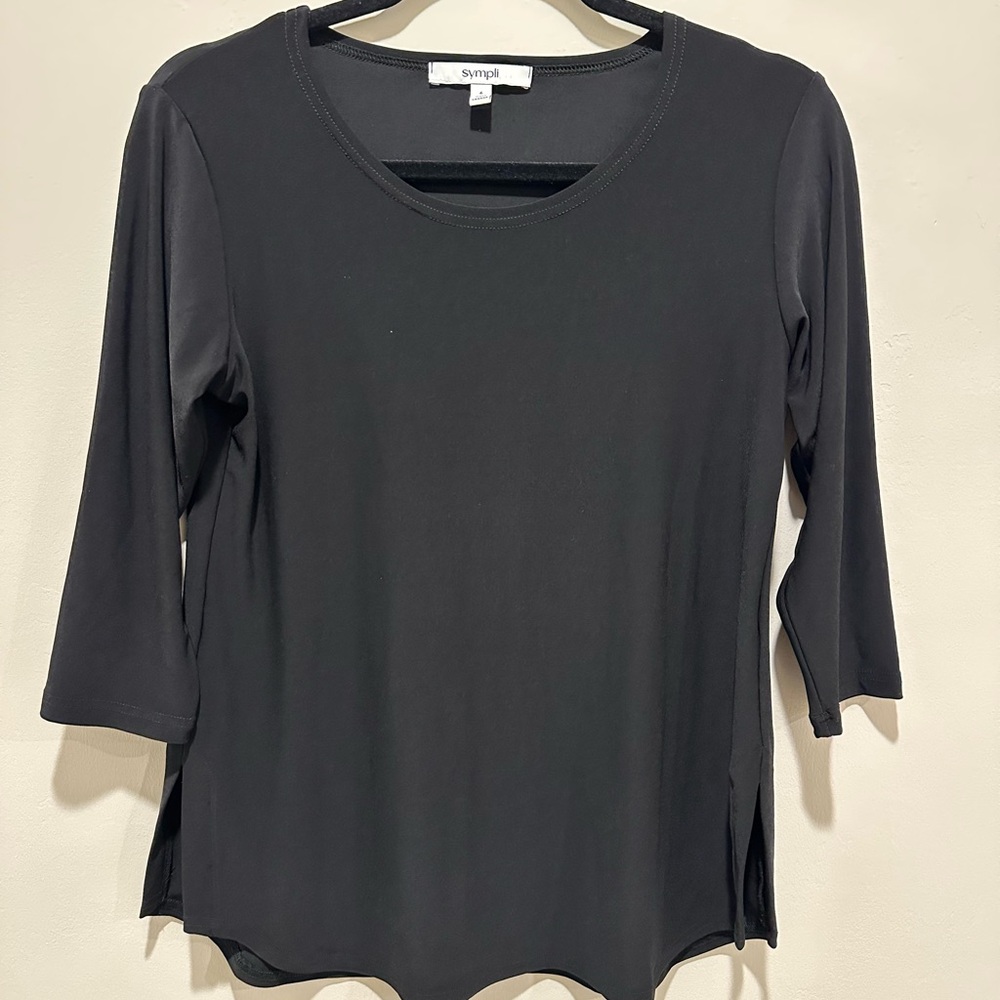 Sympli Black 3/4 Sleeve Blouse